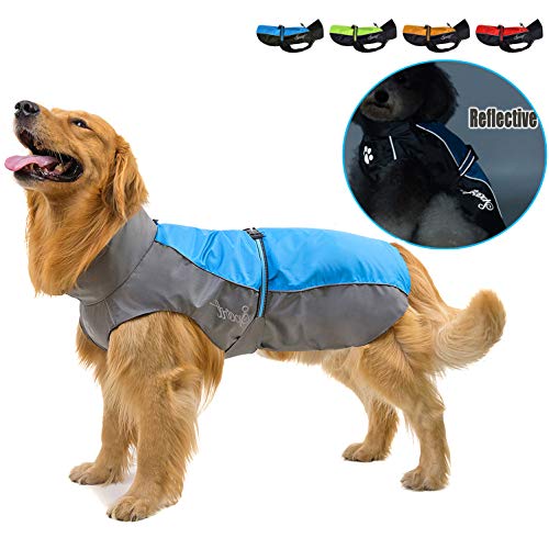 Ranphy Hunderegenmantel Wasserdicht für Mittlere und Große Hunde Reflektierend Regenhülle Atmungsaktive mit Bauchschutz Dackel Labrador Hundejacke Ultraleichte Sicheren Hundebekleidung Blau 9XL von Ranphy