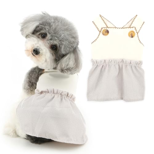 Ranphy Karierter Rock für Hunde, niedliches Prinzessinnenkleid, Sommerkleid, atmungsaktives und weiches Outfit für kleine Hunde, ausgefallene Welpenkleidung für Chihuahua, Teetasse, Yorkie, Weiß, von Ranphy