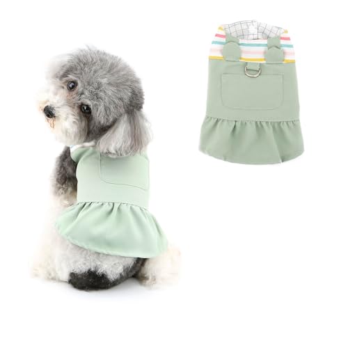 Ranphy Kleid für kleine Hunde, niedlicher Welpe, gestreift, Hemd, Riemen, Rock, ärmellos, atmungsaktiv, Haustier-Sommerkleid, Outfits für Chihuahua, Yorkie, Katzen, Grün, Größe L Ranphy Kleid für kleine Hunde, niedlicher Welpe, gestreift, Hemd, Riemen, Rock, ärmellos, atmungsaktiv, Haustier-Sommerkleid, Outfits für Chihuahua, Yorkie, Katzen, Grün, Größe L von Ranphy