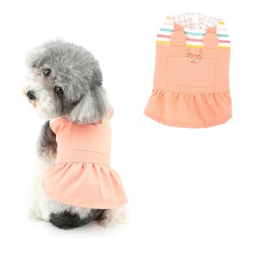 Ranphy Kleid für kleine Hunde, niedlicher Welpe, gestreift, Hemd, Riemen, Rock, ärmellos, atmungsaktiv, Haustier-Sommerkleid, Outfits für Chihuahua, Yorkie, Katzen, Rosa, Größe S von Ranphy