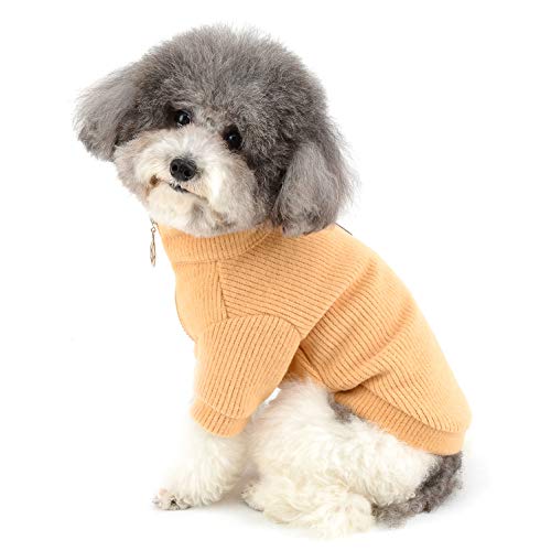 Ranphy Kleidung für kleine Hundepullover Welpe Katze Rollkragenpullover Mantel mit halbem Reißverschluss Pullover Outfit Warmer Winter Herbst Strick Bekleidung Mode Pullover Braun M Ranphy Kleidung für kleine Hundepullover Welpe Katze Rollkragenpullover Mantel mit halbem Reißverschluss Pullover Outfit Warmer Winter Herbst Strick Bekleidung Mode Pullover Braun M von Ranphy