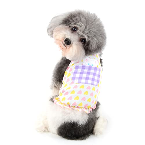 Ranphy Kleine Hunde Kleid Welpe Herz Muster Prinzessin Kleider Mädchen Doggie Kleidung Katze Rock Niedlich Bär Muster Tasche Weste Kleidung Atmungsaktiv Tank Top Ostern Kostüm Haustier Bekleidung von Ranphy