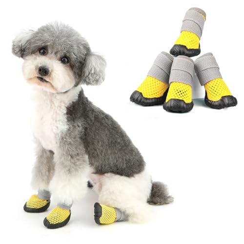 Ranphy Kleine und mittelgroße Hundeschuhe für heißen Gehweg, weiches Netzgewebe, Sommer-Welpenstiefel, rutschfeste Gummisohle, verstellbar, atmungsaktiv, Outdoor, Spazierengehen, Wandern, Pfotenschutz Ranphy Kleine und mittelgroße Hundeschuhe für heißen Gehweg, weiches Netzgewebe, Sommer-Welpenstiefel, rutschfeste Gummisohle, verstellbar, atmungsaktiv, Outdoor, Spazierengehen, Wandern, Pfotenschutz von Ranphy
