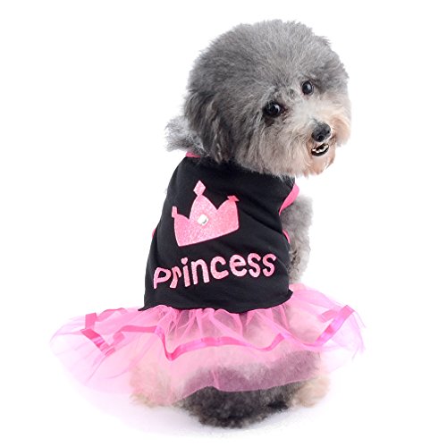 Ranphy Kleiner Hund Katze Rock Chihuahua Kleidung für Mädchen Krone Prinzessin Kleid Puppy Shirt Sommer, Rosa und Weiß von Ranphy