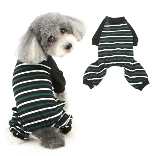 Ranphy Kühlender gestreifter Hunde-Pyjama, Sommerkleidung für kleine Hunde, Haustier-Overall, dehnbarer Welpen-Einteiler, atmungsaktiv, schnell trocknend, Chihuahua, Yorkie, Katzenkleidung, Grün, Ranphy Kühlender gestreifter Hunde-Pyjama, Sommerkleidung für kleine Hunde, Haustier-Overall, dehnbarer Welpen-Einteiler, atmungsaktiv, schnell trocknend, Chihuahua, Yorkie, Katzenkleidung, Grün, von Ranphy