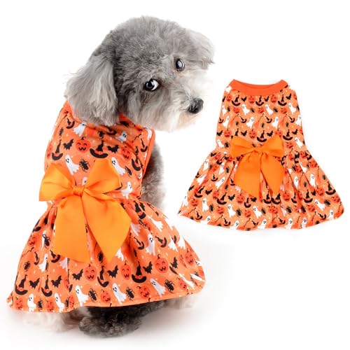 Ranphy Lustiges Halloween Hundekostüm Welpenkleid Hundekleidung für kleine Hunde Mädchen Hundekleidung mit Bowknot Kürbis Fledermaus Geist Spinnennetz Haustier Weste Rock Urlaub Katze Outfits Ranphy Lustiges Halloween Hundekostüm Welpenkleid Hundekleidung für kleine Hunde Mädchen Hundekleidung mit Bowknot Kürbis Fledermaus Geist Spinnennetz Haustier Weste Rock Urlaub Katze Outfits von Ranphy