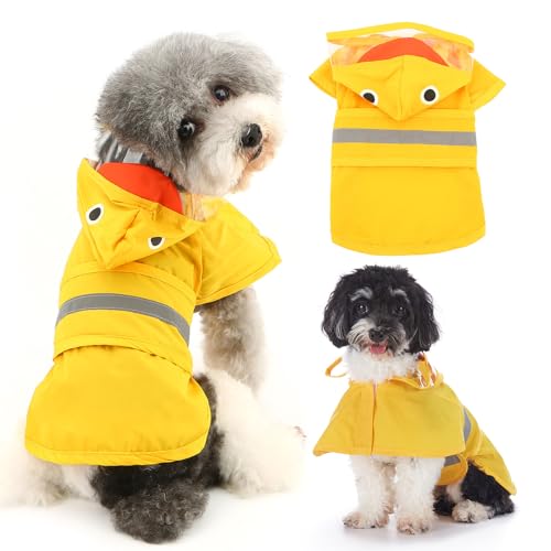 Ranphy Niedliche Hunde-Regenjacke, Zupf-Poncho, Haustier-Regenmantel mit transparenter Kapuze für kleine, mittelgroße Hunde, reflektierend, wasserdicht, leicht, mit Loch für die Leine, gelbe Ente, Ranphy Niedliche Hunde-Regenjacke, Zupf-Poncho, Haustier-Regenmantel mit transparenter Kapuze für kleine, mittelgroße Hunde, reflektierend, wasserdicht, leicht, mit Loch für die Leine, gelbe Ente, von Ranphy