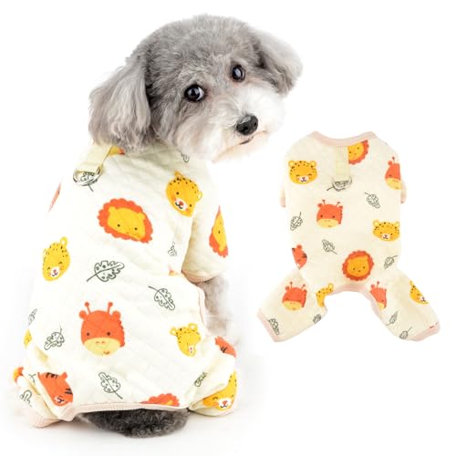 Ranphy Niedlicher Schlafanzug für kleine Hunde, Baumwolle, gepolstert, mit Cartoon-Druck, Welpen-Pyjama für Herbst und Winter, weich, warm, Pullover, Overall mit D-Ring, Chihuahua, Yorkie, Katze, von Ranphy