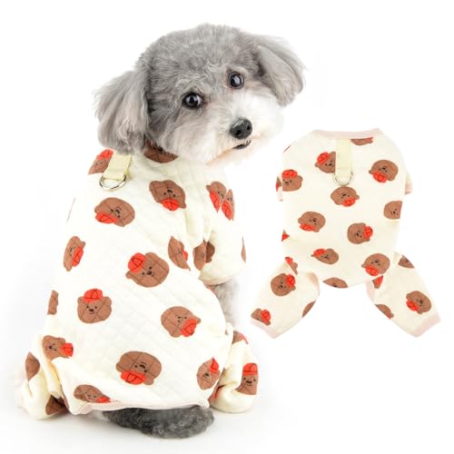 Ranphy Niedlicher Schlafanzug für kleine Hunde, Baumwolle, gepolstert, mit Cartoon-Druck, Welpen-Pyjama für Herbst und Winter, weich, warm, Pullover, Overall mit D-Ring, Chihuahua, Yorkie, Katze, Bär, Ranphy Niedlicher Schlafanzug für kleine Hunde, Baumwolle, gepolstert, mit Cartoon-Druck, Welpen-Pyjama für Herbst und Winter, weich, warm, Pullover, Overall mit D-Ring, Chihuahua, Yorkie, Katze, Bär, von Ranphy