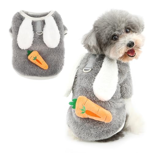 Ranphy Pet Fuzzy Sherpa-Fleecepullover für kleine Hunde mit niedlichen Hasenohren, Karotte, Welpen, Thermopullover, Sweatshirt, D-Ring, Yorkie, Chihuahua, Herbst und Winter, Katzenkleidung, Grau, Ranphy Pet Fuzzy Sherpa-Fleecepullover für kleine Hunde mit niedlichen Hasenohren, Karotte, Welpen, Thermopullover, Sweatshirt, D-Ring, Yorkie, Chihuahua, Herbst und Winter, Katzenkleidung, Grau, von Ranphy