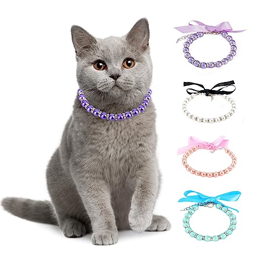 Ranphy Pet Pearl Necklace for Small Dogs and Cats Adjustable Pet Fancy Pearls Jewelry Bling Rhinestones Collar with Bowtie Chihuahua York Girl Clothing Wedding Dress Accessories, Purple, M Ranphy Pet Pearl Necklace for Small Dogs and Cats Adjustable Pet Fancy Pearls Jewelry Bling Rhinestones Collar with Bowtie Chihuahua York Girl Clothing Wedding Dress Accessories, Purple, M von Ranphy