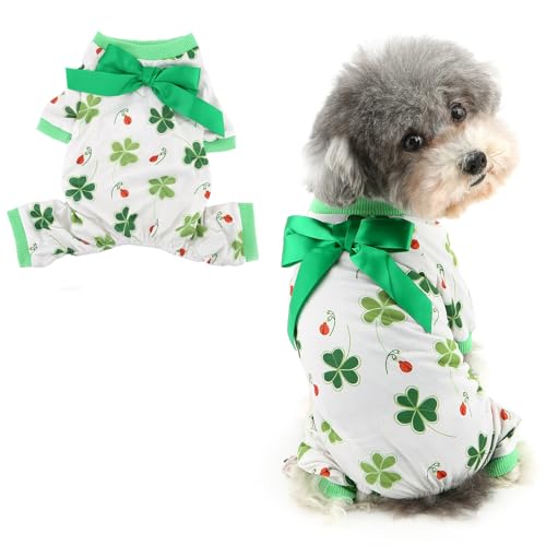 Ranphy Pet St. Patrick's Clothes Jumpsuit für kleine Hunde mit Schleife, Welpen, Pyjama, Pyjama, Yorkie, Chihuahua, Festival, Party, Cosplay, Katzenkleidung, roter Marienkäfer, Größe L Ranphy Pet St. Patrick's Clothes Jumpsuit für kleine Hunde mit Schleife, Welpen, Pyjama, Pyjama, Yorkie, Chihuahua, Festival, Party, Cosplay, Katzenkleidung, roter Marienkäfer, Größe L von Ranphy