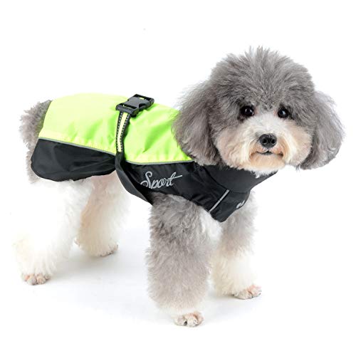 Ranphy Regenjacke für kleine Hunde, reflektierend, verstellbar, leicht, Netzstoff, hoher Halsausschnitt, Winddichte Kleidung mit elastischem Band von Ranphy