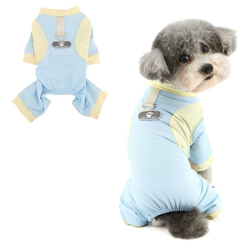 Ranphy Sonnenschutz-Jumpsuit für Haustiere, weicher Netzstoff, für XS, kleine Hunde, Welpen, cooler Schlafanzug mit Leinen-Ring, dehnbar, atmungsaktiv, Yorkie, Chihuahua, Sommerkleidung von Ranphy