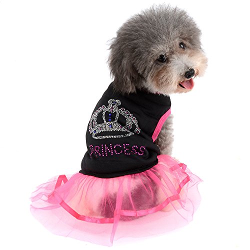 Ranphy Strass Prinzessin Hund Kleid Spitze Tutu Weste Rock für Kleine Hunde Katze Mädchen Bekleidung von Ranphy