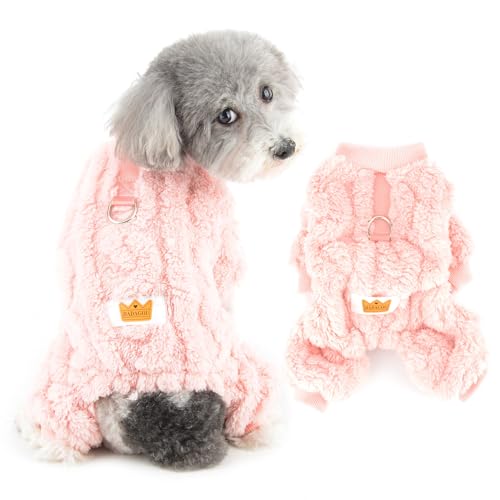 Ranphy Süßer Jacquard-Haustier-Pyjama für kleine Hunde, Welpen, Thermo-Overall, Pullover, dehnbar, mit D-Ring, Yorkie, Chihuahua, Herbst-Winter, Katzenkleidung, Rosa, Größe XL Ranphy Süßer Jacquard-Haustier-Pyjama für kleine Hunde, Welpen, Thermo-Overall, Pullover, dehnbar, mit D-Ring, Yorkie, Chihuahua, Herbst-Winter, Katzenkleidung, Rosa, Größe XL von Ranphy