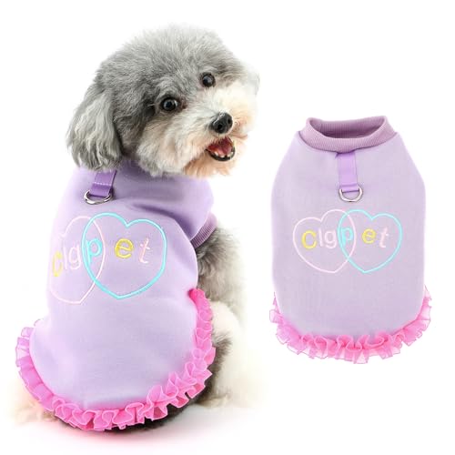Ranphy Sweet Heart besticktes Haustier-Fleece-Sweatshirt für kleine Hunde, Tüll, Rüschen, Welpen, ärmellos, Weste, Pullover, Yorkie, Chihuahua, Herbst und Winter, Kleidung mit Leine, Ring, Ranphy Sweet Heart besticktes Haustier-Fleece-Sweatshirt für kleine Hunde, Tüll, Rüschen, Welpen, ärmellos, Weste, Pullover, Yorkie, Chihuahua, Herbst und Winter, Kleidung mit Leine, Ring, von Ranphy