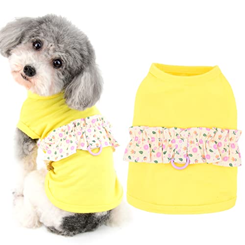 Ranphy T-Shirt für kleine Hunde mit Leine, für Mädchen, Haustierkleidung, Welpen, Weste, Blumenmuster, ärmellos, für Hunde, Katzen, Pullover, Kleidung, Sommer, Chihuahua, Yorkie, Shih Tzu von Ranphy