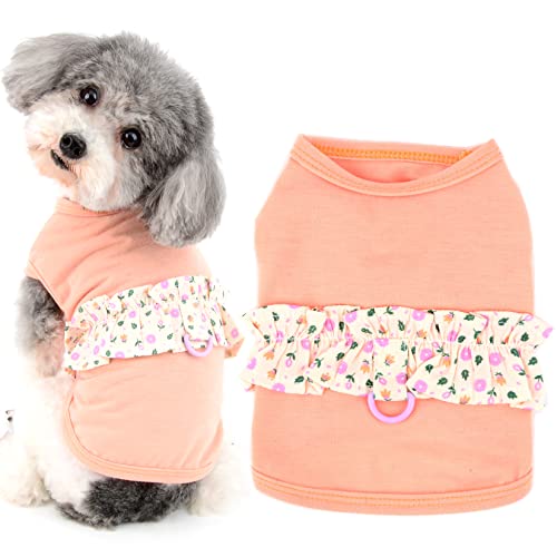 Ranphy T-Shirt für kleine Hunde mit Leine, für Mädchen, Haustierkleidung, Welpen, Weste, Blumenmuster, ärmellos, für Hunde, Katzen, Pullover, Kleidung, Sommer, Chihuahua, Yorkie, Shih Tzu von Ranphy
