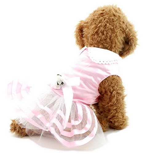 Ranphy Tutu-Kleid für kleine Hunde und Katzen, Prinzessinnen-Spitzenrock, Yorkie-Kleidung für Damen, Satin, Krawatte, Pink, Sommer-Shirt, marineblau, gestreift, Größe L von Ranphy