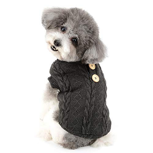 Ranphy Vlies Haustier Pullover für Kleinen Hund Strickwaren für Welpen Westen Jacke Pullover Mantel Jacke Weiche Verdickung Warm Gefüttert Kleidung Bekleidung Mantel Grau XL von Ranphy