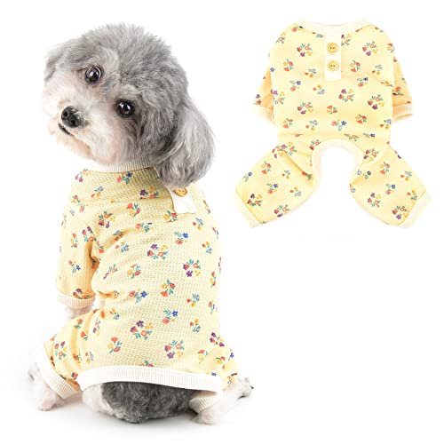 Ranphy Waffel Hund Pyjama für kleine Hunde Haustier Schlafanzug Blumendruck Welpe Atmungsaktiv Vierbeiniger Jumpsuit Pjs Anti-Haar Bekleidung für Katzen, Gelb, S Ranphy Waffel Hund Pyjama für kleine Hunde Haustier Schlafanzug Blumendruck Welpe Atmungsaktiv Vierbeiniger Jumpsuit Pjs Anti-Haar Bekleidung für Katzen, Gelb, S von Ranphy