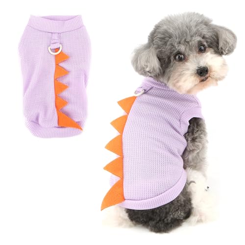 Ranphy Waffelstrick-T-Shirt mit Dinosaurier-Motiv für X-Small und kleine Hunde, niedlicher Welpenpullover, Tanktop, atmungsaktive Weste, Yorkie, Chihuahua, Frühling, Sommer, Katzenkleidung, Lila Ranphy Waffelstrick-T-Shirt mit Dinosaurier-Motiv für X-Small und kleine Hunde, niedlicher Welpenpullover, Tanktop, atmungsaktive Weste, Yorkie, Chihuahua, Frühling, Sommer, Katzenkleidung, Lila von Ranphy