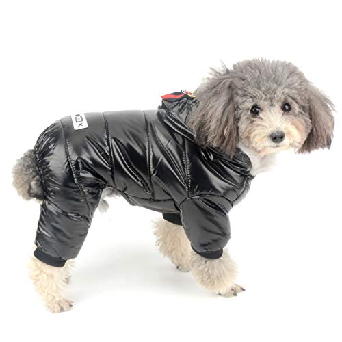 Ranphy Wasserdichter Hunde-Schneeanzug Jumpsuit Fleece Gefüttert Wintermantel mit Kapuze Welpenkleidung Outfit Gepolsterte Hoodie Jacke Junge Mädchen Parka für kleine Hunde Katze Schwarz XL Ranphy Wasserdichter Hunde-Schneeanzug Jumpsuit Fleece Gefüttert Wintermantel mit Kapuze Welpenkleidung Outfit Gepolsterte Hoodie Jacke Junge Mädchen Parka für kleine Hunde Katze Schwarz XL von Ranphy