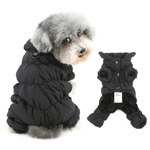 Ranphy Wasserdichter karierter Wintermantel, Overall für kleine Hunde, gepolstert, mit Fleece gefüttert, Welpen-Schneejacke, vollständige Abdeckung, Schneeanzug mit Beinen, Yorkie, Chihuahua, kaltes von Ranphy