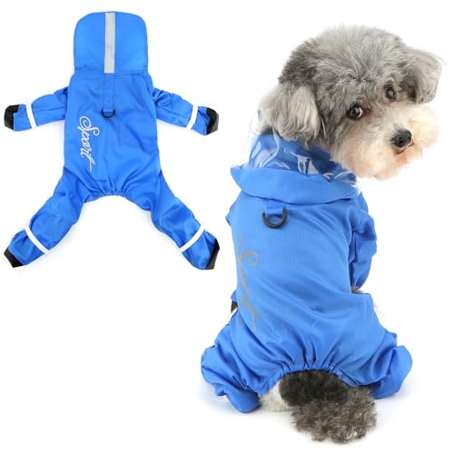 Ranphy Wasserdichter reflektierender Haustier-Overall mit Kapuze, Regenmantel für Xsmall und kleine Hunde mit Stiefeln, Welpen, Vierbeiner-Regenmantel, Jacke, leichter Poncho, Yorkie, Chihuahua Ranphy Wasserdichter reflektierender Haustier-Overall mit Kapuze, Regenmantel für Xsmall und kleine Hunde mit Stiefeln, Welpen, Vierbeiner-Regenmantel, Jacke, leichter Poncho, Yorkie, Chihuahua von Ranphy