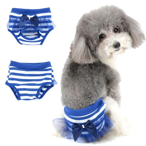 Ranphy Windeln für kleine Hunde, waschbar, Schleife, wiederverwendbar, atmungsaktiv, weich, mit Schwanzloch, Haustier-Unterwäsche für Chihuahua, Teddy, Bichon, Frise, Pudel, Blau, L Ranphy Windeln für kleine Hunde, waschbar, Schleife, wiederverwendbar, atmungsaktiv, weich, mit Schwanzloch, Haustier-Unterwäsche für Chihuahua, Teddy, Bichon, Frise, Pudel, Blau, L von Ranphy