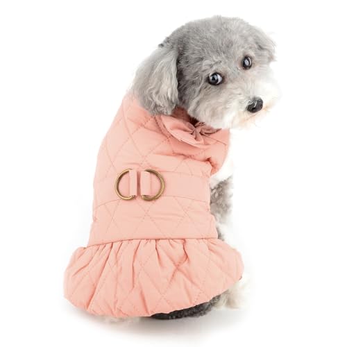 Ranphy Winter-Hundekleid für kleine Hunde, Mädchen, solider Welpenrock, Schleife, Hunde-Fleecemantel mit Ring für die Leine und flauschigem Halsband, kaltes Wetter, Haustierkleidung, Yorkie, Ranphy Winter-Hundekleid für kleine Hunde, Mädchen, solider Welpenrock, Schleife, Hunde-Fleecemantel mit Ring für die Leine und flauschigem Halsband, kaltes Wetter, Haustierkleidung, Yorkie, von Ranphy