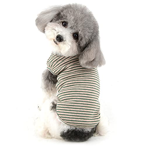 Ranphy kleine Hundekleidung Gestreiftes Haustierhemd Welpenkatze Kurzarmweste Atmungsaktiv Sommer Muskelshirt Doggy T-Shirt Bekleidung für Chihuahua Yorkshire Terrier Gelb XL von Ranphy