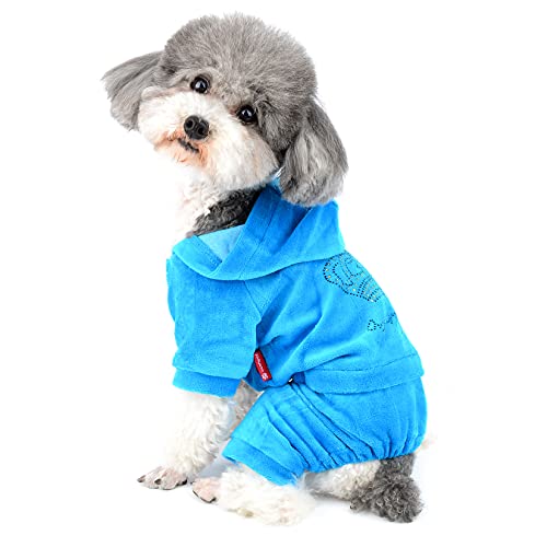 Ranphy Haustierkleidung für Hunde aus weichem Samt mit Krone, für Hunde und Katzen, Größe XL, Blau von Ranphy
