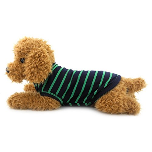 Ranphy Kleiner Hund/Katze Kleidung Baumwolle Weste T-Shirt schwarzen Streifen Doggy Shirts Chihuahua Apparel Pet Kostüm Grün XL von Ranphy