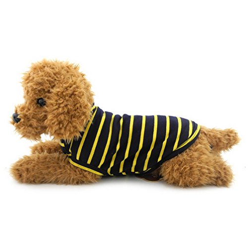 Ranphy Kleiner Hund/Katze Kleidung Baumwolle Weste T-Shirt schwarzen Streifen Doggy Shirts Chihuahua Apparel Pet Kostüm Gelb XXL von Ranphy
