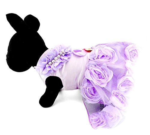Ranphy Kleid für kleine Hunde, Tutu, Prinzessinnenkleid, Blumenrock, Weste, Shirt, Mädchen, Sonnenkleid mit Schleife, für Party, Hochzeit, Violett, Größe XL von Ranphy