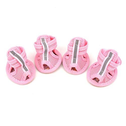 Ranphy Kleine Hundesandalen Wasserabweisend Sommer Pfotenschutz Anti-Rutsch Schuhe für Jungen Mädchen Atmungsaktive Mesh Gummisohle Hundeschuhe Rosa L von Ranphy