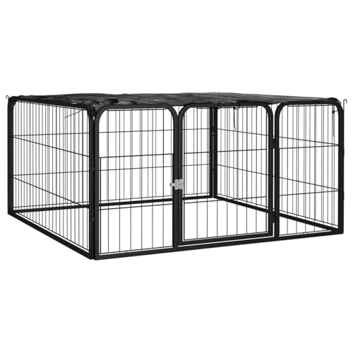 Rantry 4-TLG. Hundelaufstall Schwarz 100x50cm Stahl Pulverbeschichtung Hundezaun Model171795 von Rantry