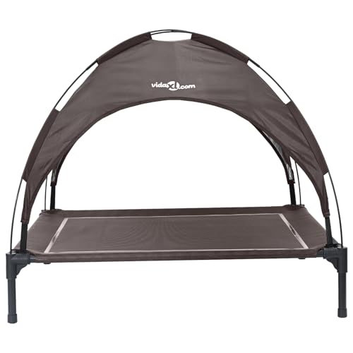 Rantry Erhöhtes Hunde-Bett mit abnehmbarem Dach Braun L Stahl Hundebett Model42008191 von Rantry