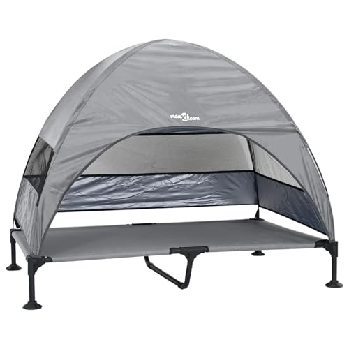 Rantry Erhöhtes Hundebett mit Abnehmbarem Dach Hellgrau XL Stahl Hundebett Model42008219 von Rantry