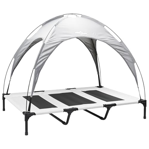 Rantry Erhöhtes Hundebett mit abnehmbarem Dach Silbergrau XL Stahl Hundebett Model42008176 von Rantry