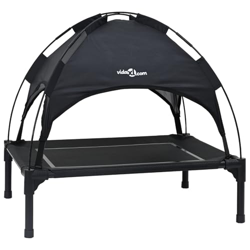 Rantry Erhoogtes Hundebett mit abnehmbarem Dach Schwarz M Stahl Hundebett Model42008186 von Rantry