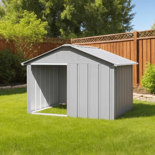 Rantry Hundehütte Grau 116,5x103x81,5 cm Verzinkter Stahl Hundehütte Outdoor Model171542 von Rantry