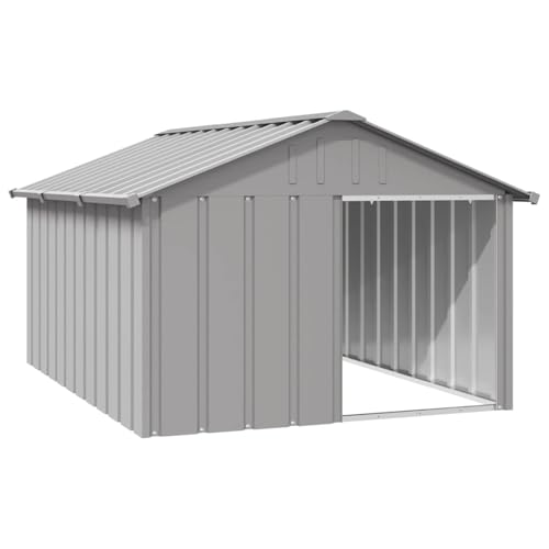 Rantry Hundehütte Grau 116,5x153x81,5 cm Verzinkter Stahl Hundehütte Outdoor Model171543 von Rantry