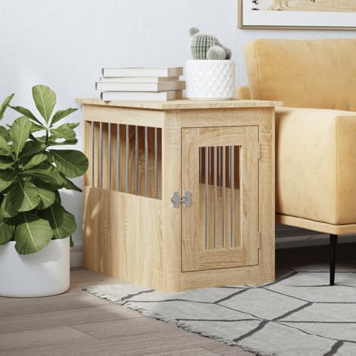 Rantry Hundekäfig im Möbelstil Sonoma-Eiche 45x62x59 cm Holzwerkstoff Hundebox Model838311 von Rantry