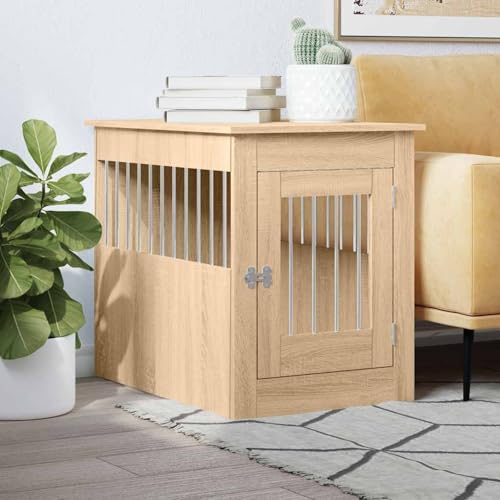 Rantry Hundekäfig im Möbelstil Sonoma-Eiche 55x80x68 cm Holzwerkstoff Hundebox Model838325 von Rantry