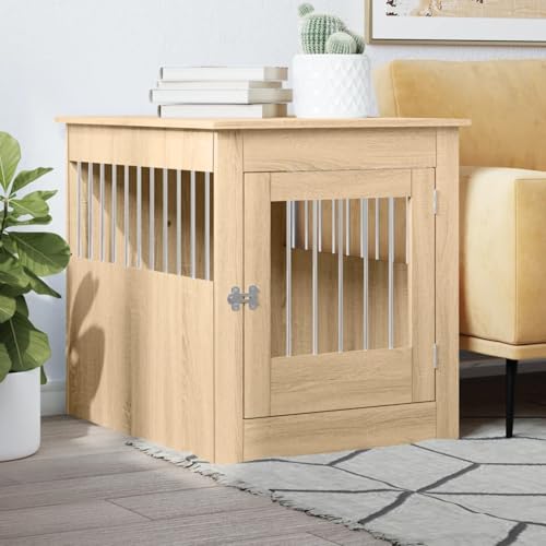Rantry Hundekäfig im Möbelstil Sonoma-Eiche 64,5x80x71cm Holzwerkstoff Hundebox Model838332 von Rantry