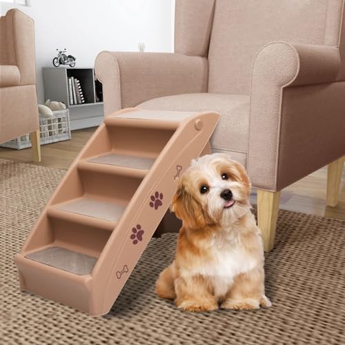 Rantry Hundetreppe Klappbar Braun 62x40x49,5 cm Hundetreppe Model170986 von Rantry