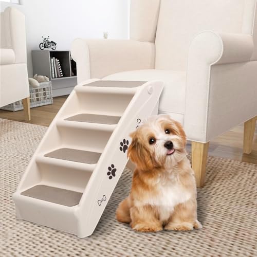 Rantry Hundetreppe Klappbar Creme 62x40x49,5 cm Hundetreppe Model170984 von Rantry